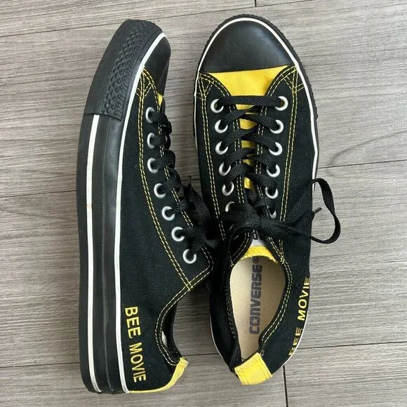 Limited Edition Bee Movie Converse Low Tops Exclusive Black & Yellow M8.5/W10.5 - Picture 1 of 7